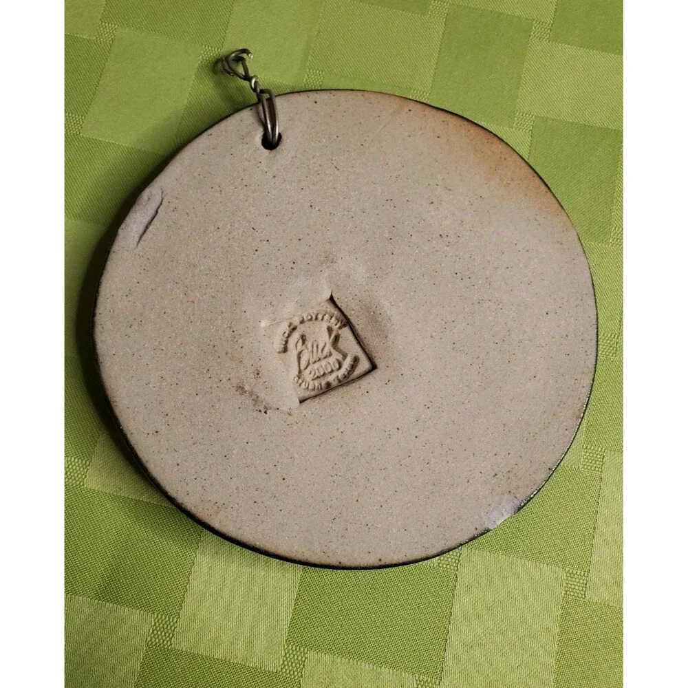 Vtg Pottery Starfish Buck Studio 2000 Blue Crackle Glass Star Wall Medallion Sea